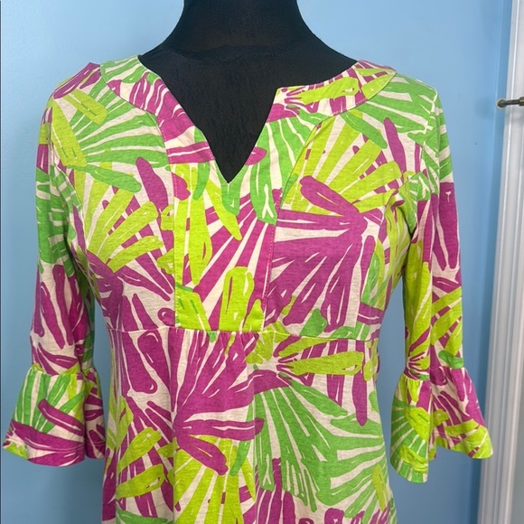 Vibrant Pink and Green Women's Dress - Picture 5 of 7